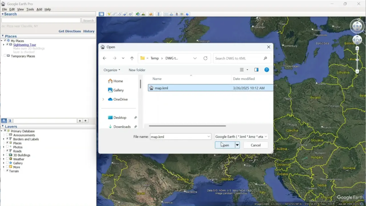 Convert AutoCAD DWG to Google Earth KML/KMZ