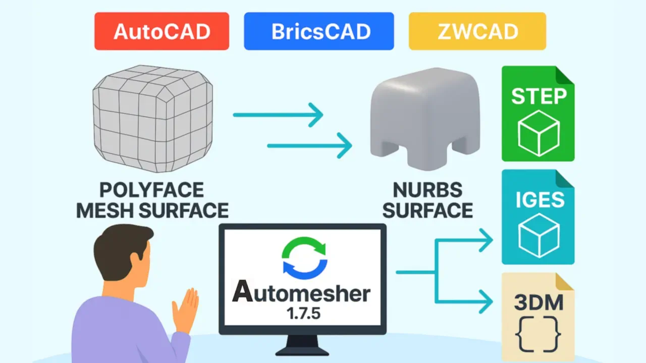 Automesher 1.7.5: Convert Mesh to Solid in AutoCAD & DWG